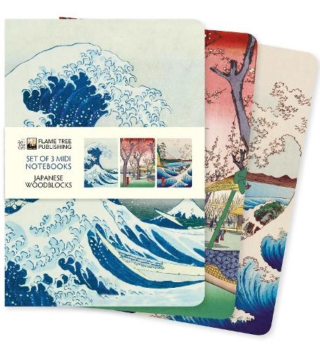 Flame Tree Publishing Japanese Woodblocks Midi Notebook - Lined 64 Pages