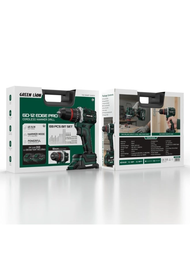 GD-12 Edge Pro - 21V/3.0Ah 300 W 69-piece bit set