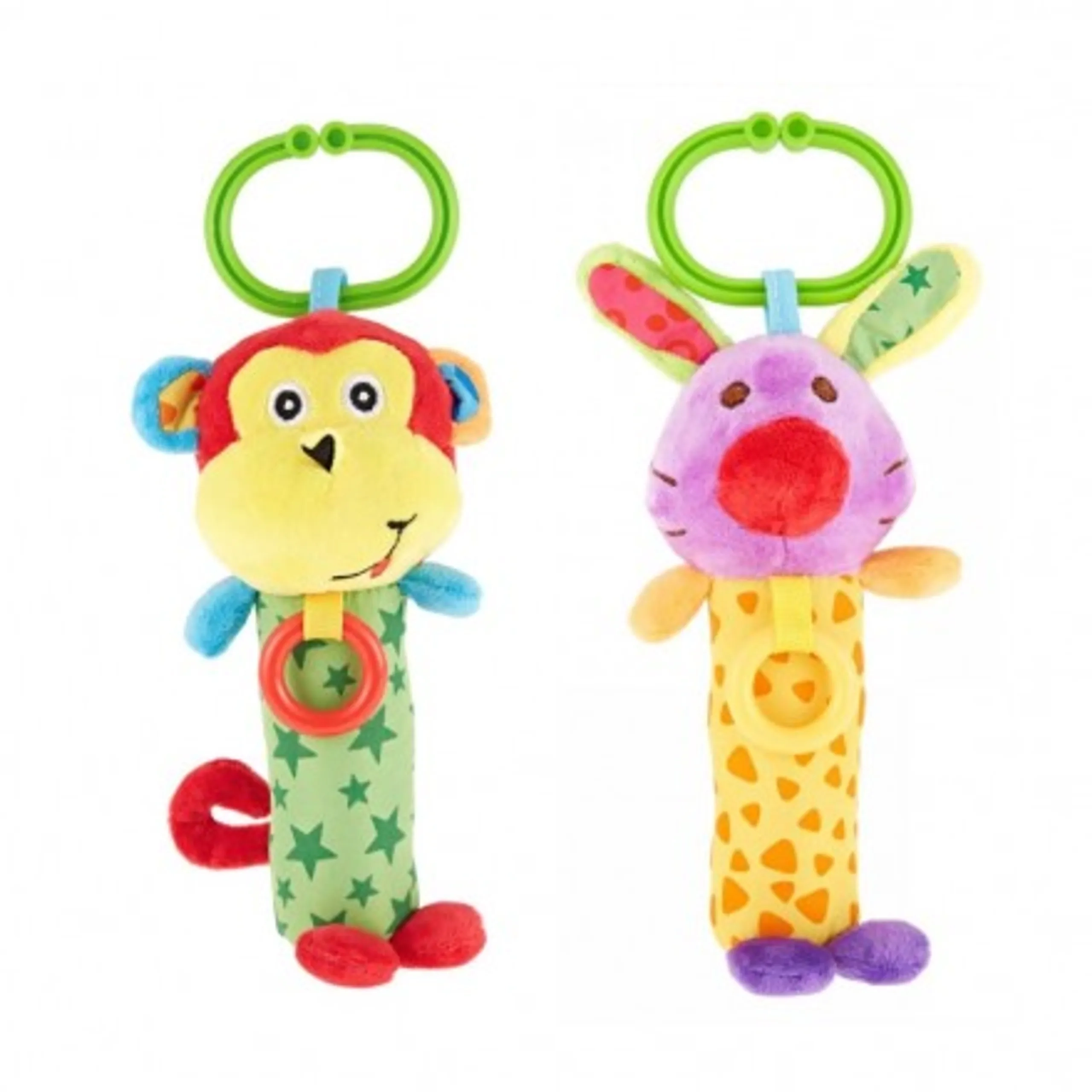 Pixie Monkey Rattle Toy + Rabbit Rattle Toy - 0 month Fabric