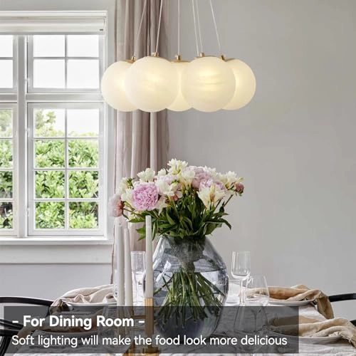Milk glass bubble chandelier - 70.87inch