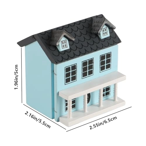 Miniature Wooden House - Blue 7 x 6.5 x 6.1 cm