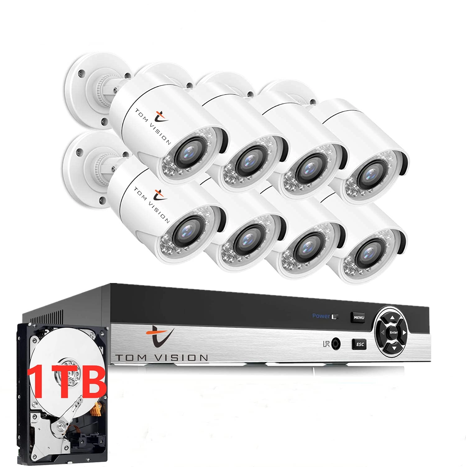 8CH 1080N AHD DVR + 1080p Bullet Camera - 8PCS + 1TB Hard Disk