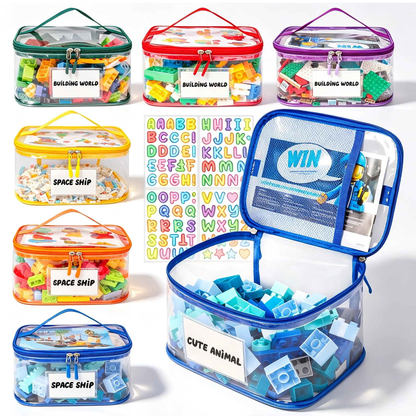 Tesuko Clear Toy Storage Bag - Waterproof PVC Fabric Transparent Clear PVC Visible Mesh Pocket