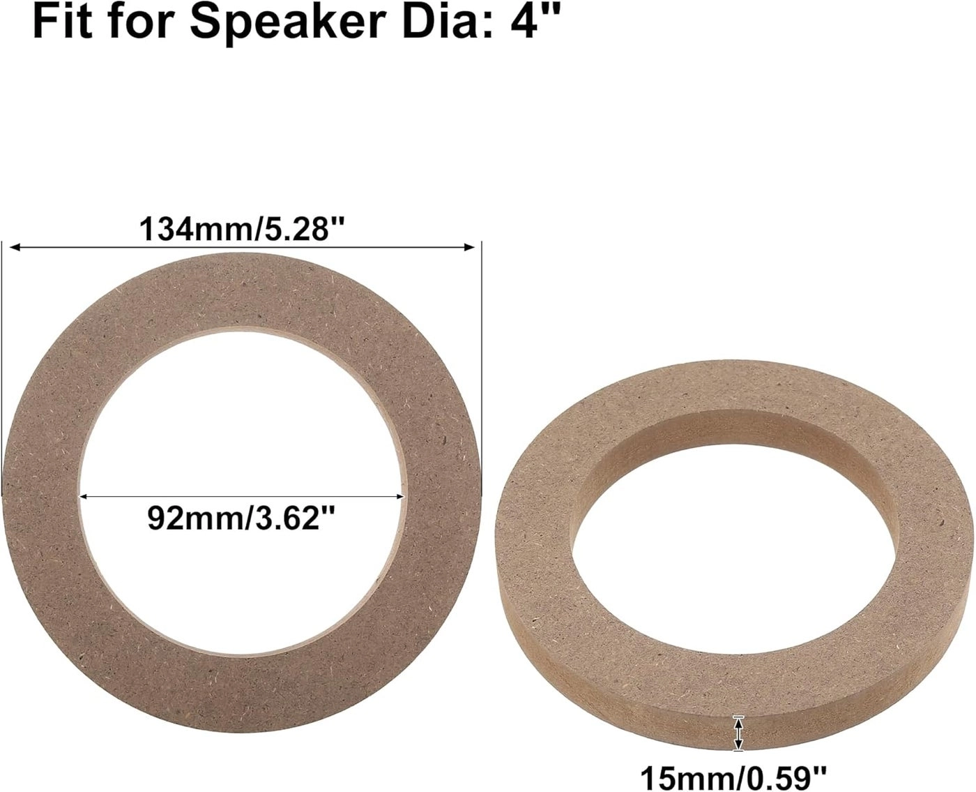 Wooden Car Speaker Spacer Rings - 4"
