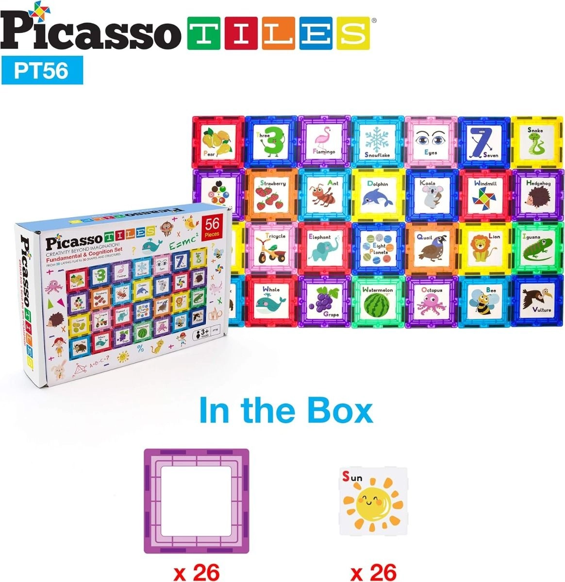 Magnetic Tiles Fundamental & Cognition Set - 56 pcs