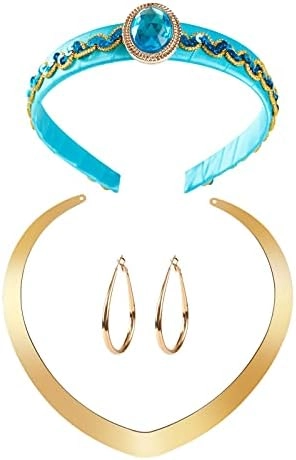 Carkno Princess Costume Accessories - 1 x headband crown, 1 x necklace, 1 x earrings Women Girls One size