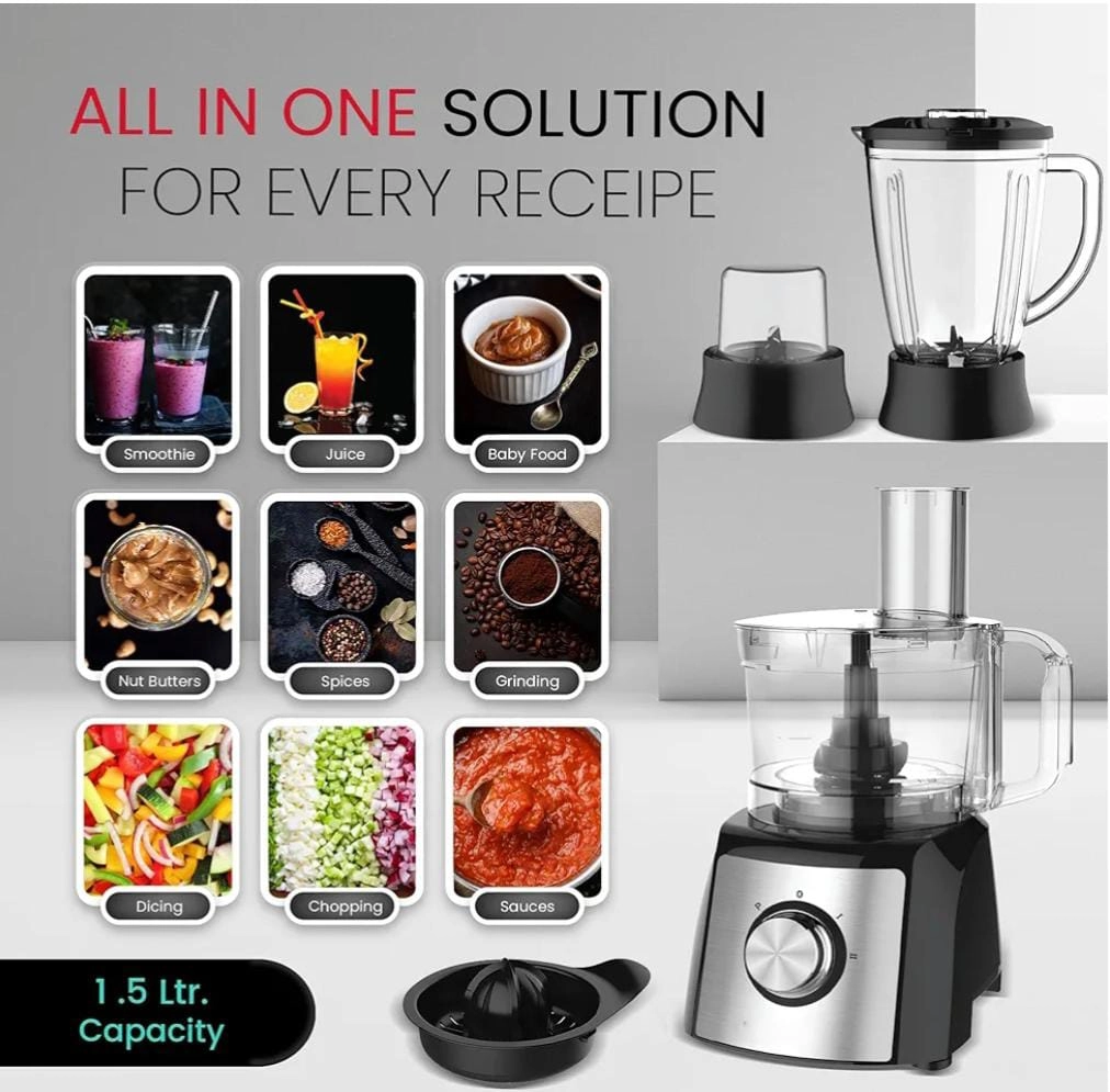 Food Processor & Juicer Blender - 1.5L 800W