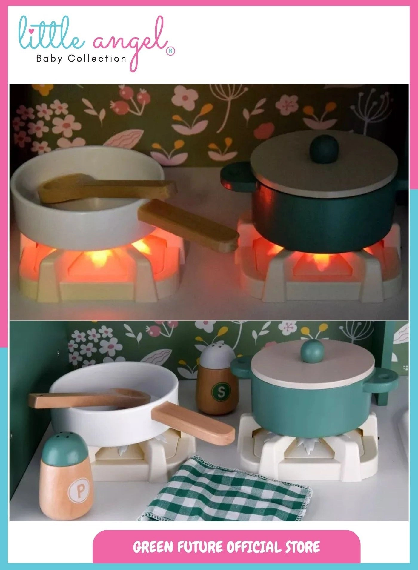 Luxury Kids Wooden Play Kitchen Set (W)