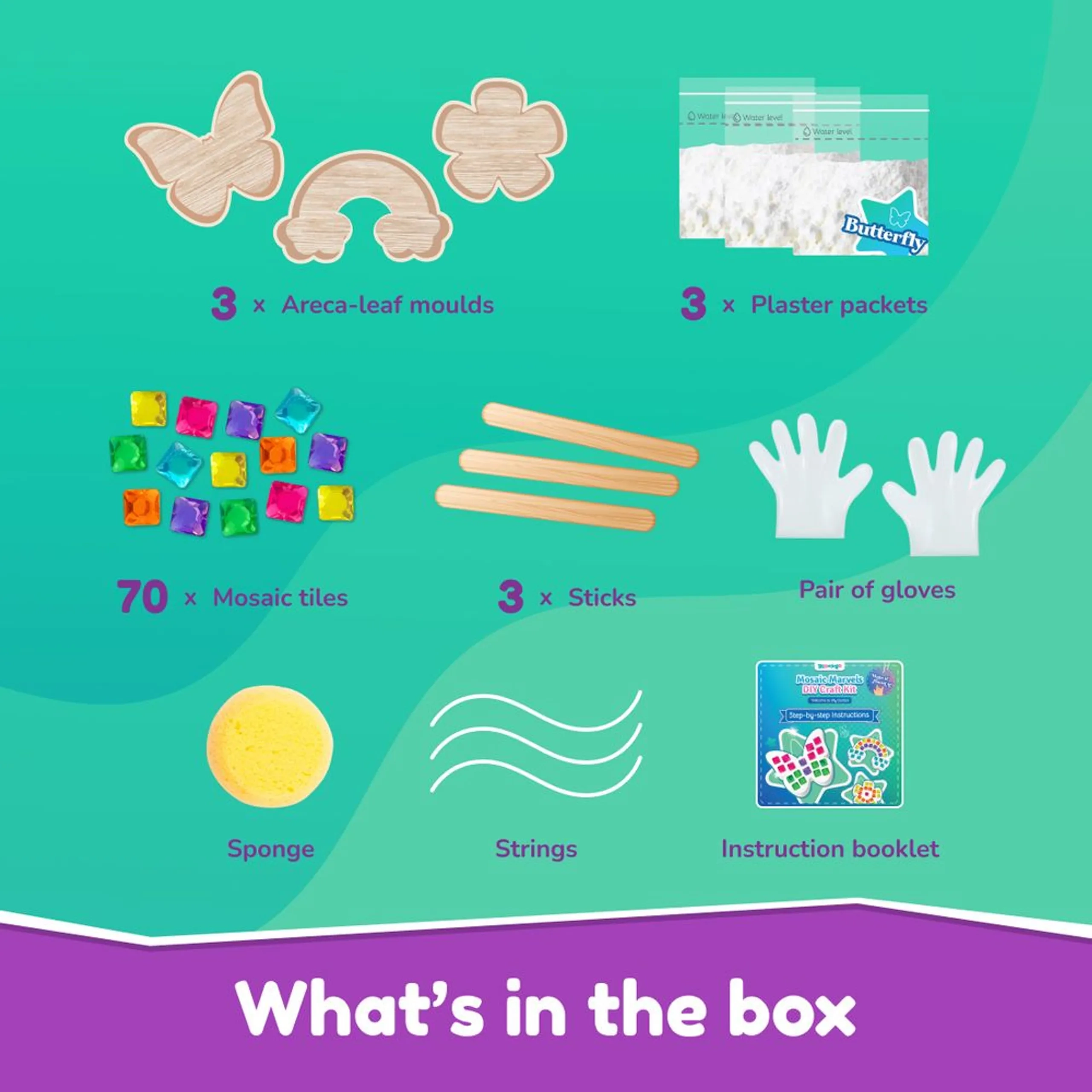 Mosaic Marvels DIY Craft Kit - Multicolor 50 Plus Pcs