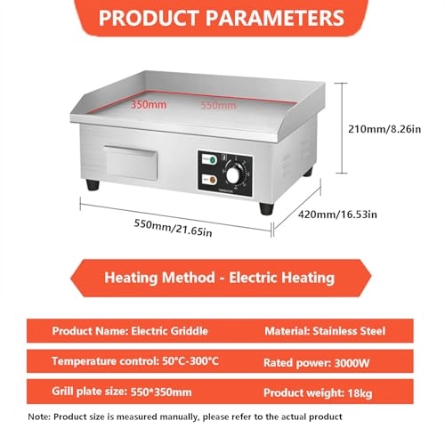 Electric Griddle - 35 x 40cm Deep Fryer