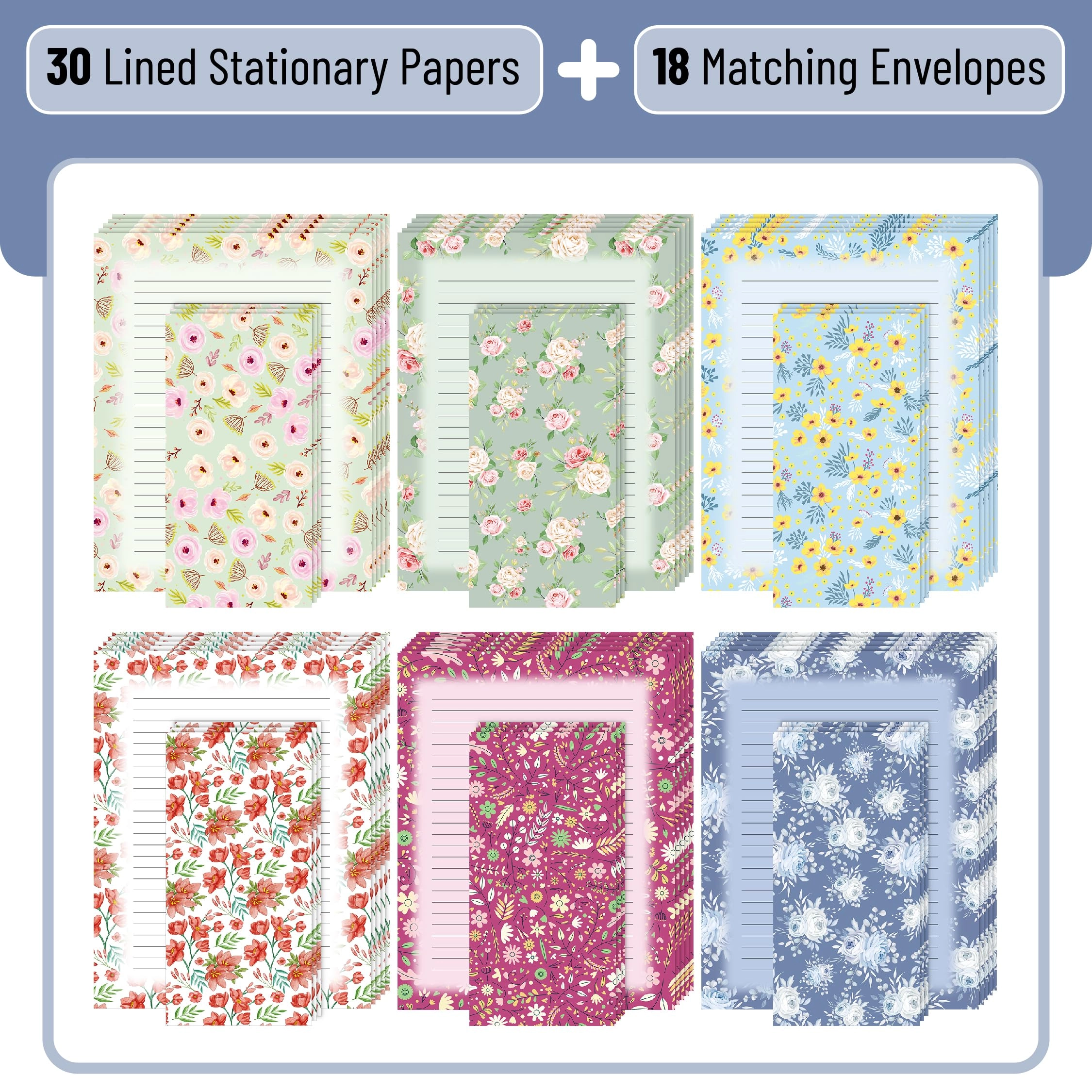 Letter Set - 30 Sheets 18 Envelopes Lined