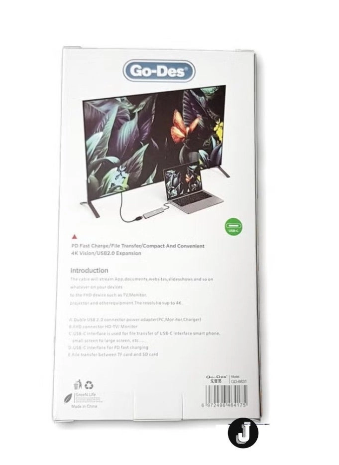 USB C Hub - 4K HDMI 100W PD SD/TF Card Reader