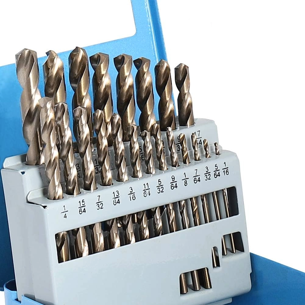 COMOWARE Cobalt Drill Bit Set - M35 High Speed Steel 21Pcs 1/16"-3/8"