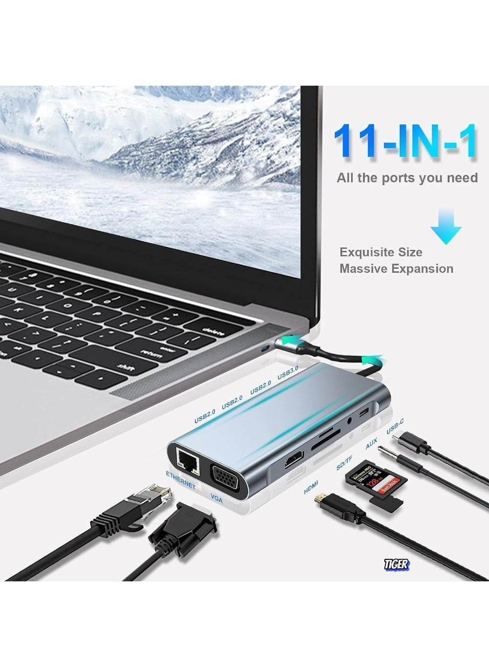 USB C Adapter Docking Station - 11-in-1 4K HDMI USB 3.0
