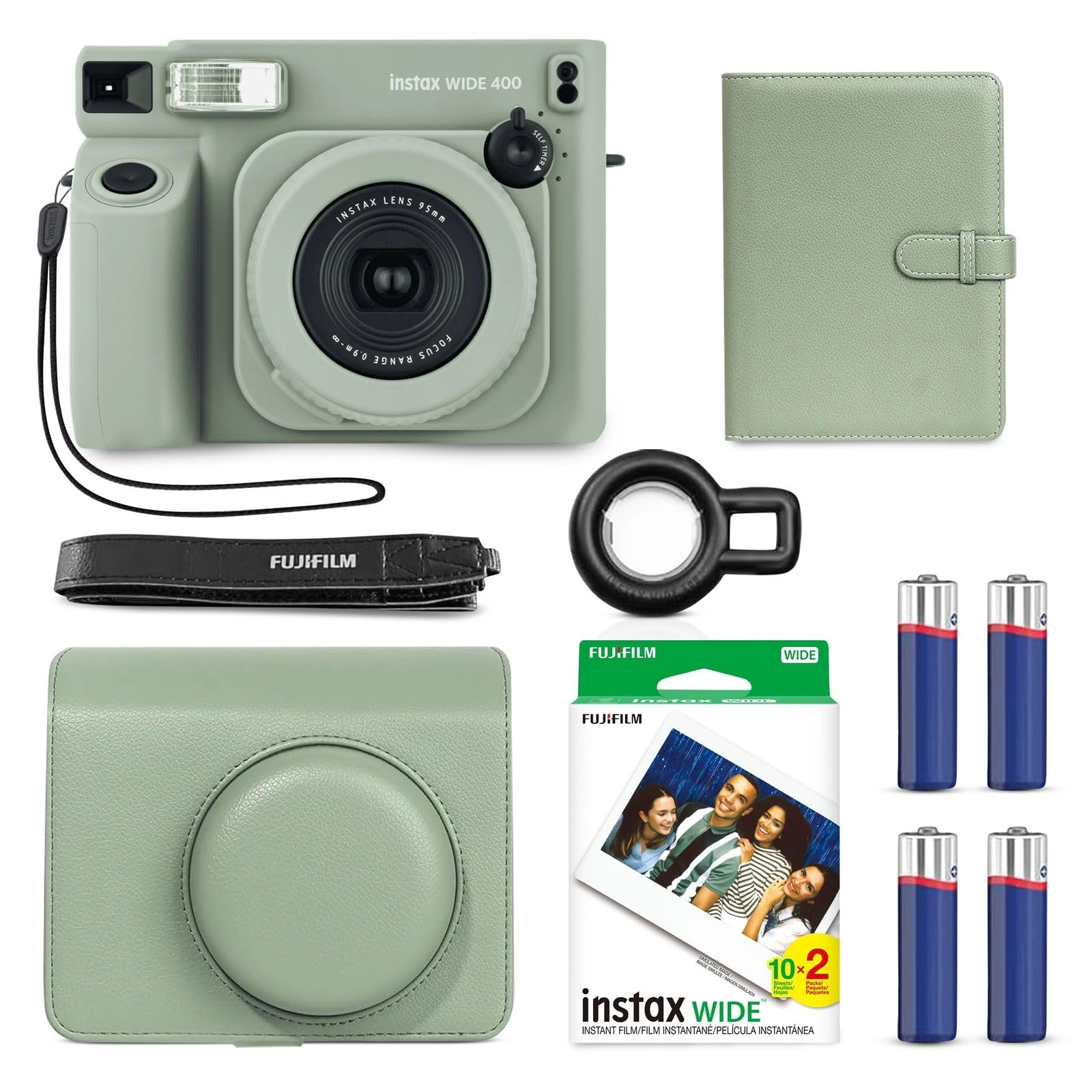 Instax Wide 400 - Sage Green + Instax Wide Instant Film - 40 Sheets