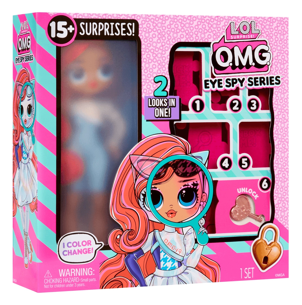 Eye Spy Fashion Doll - Interactive Unboxing Color Change Charm Key Necklace
