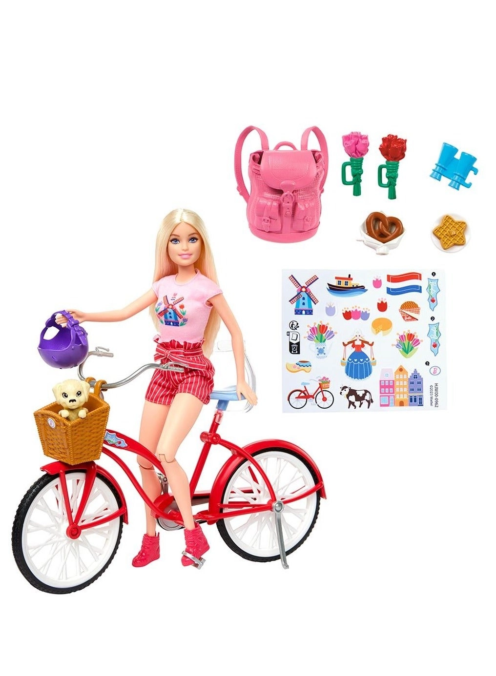 Barbie Pink Passport Holland Adventures - Blonde Doll Bicycle
