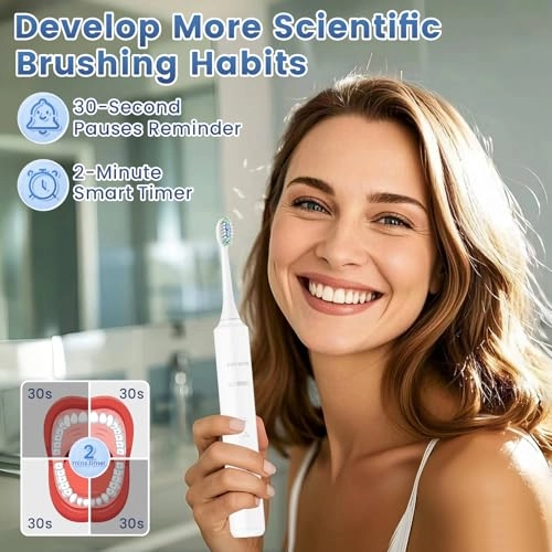 Sonic Electric Toothbrush - 41,000 VPM 1500 mAh 4 Brush Heads