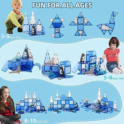 Arctic Animals Magnetic Tiles - 3 years and up 57 pieces