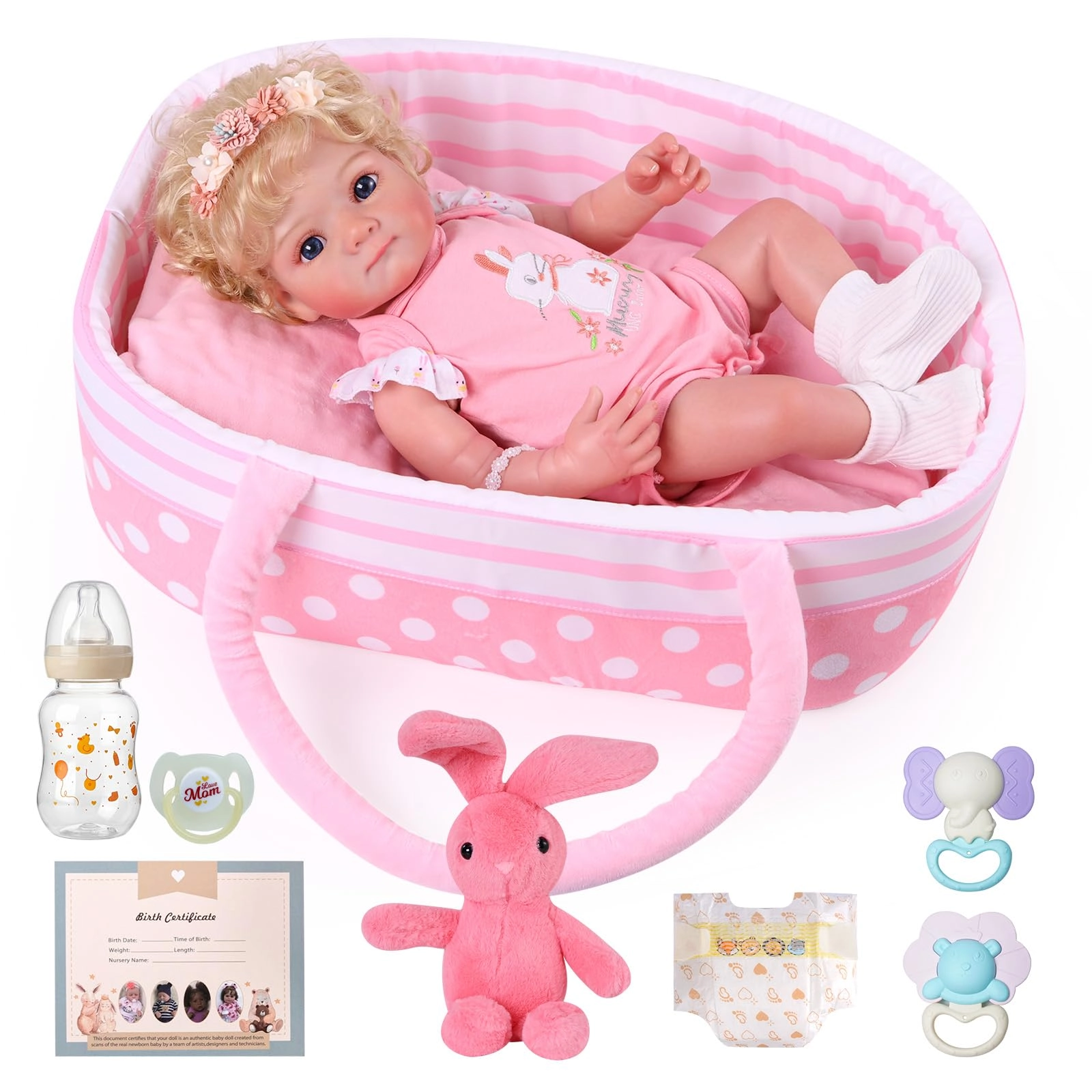 Reborn Baby Doll - 17-Inch Soft Cloth Body Sleeping Ages 3+