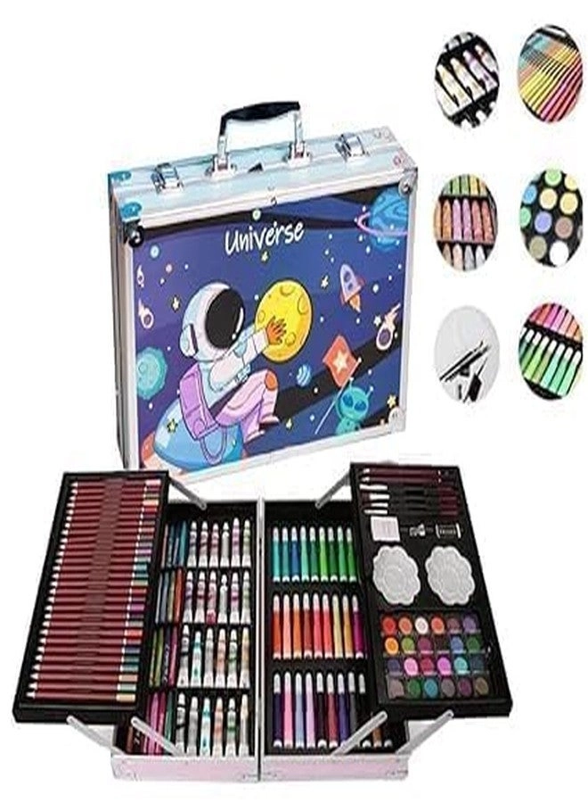 Space Art & Craft Set - 145 Pieces Colour Pencils Oil Pastels Paint Brushes