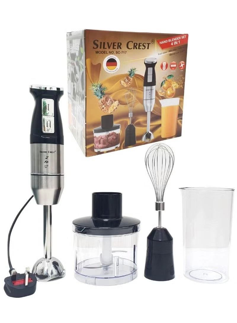 4 IN 1 HAND BLENDER - Two speed settings Pulse function Includes chopper & whisk