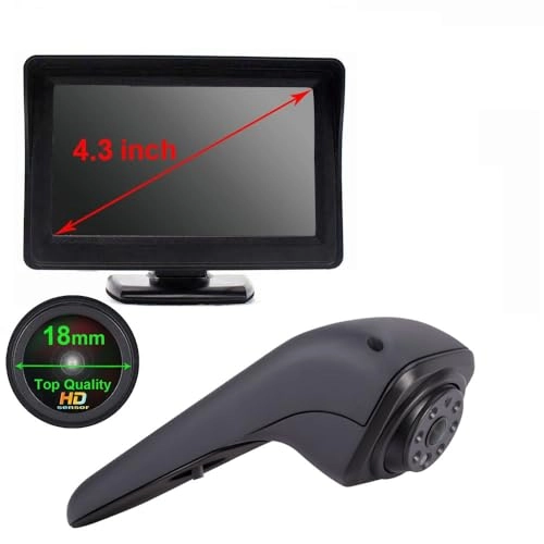 Rear View Mirror Monitor - 4.3 Inch Wired + Brake Light Camera - 1280 x 720 Night vision