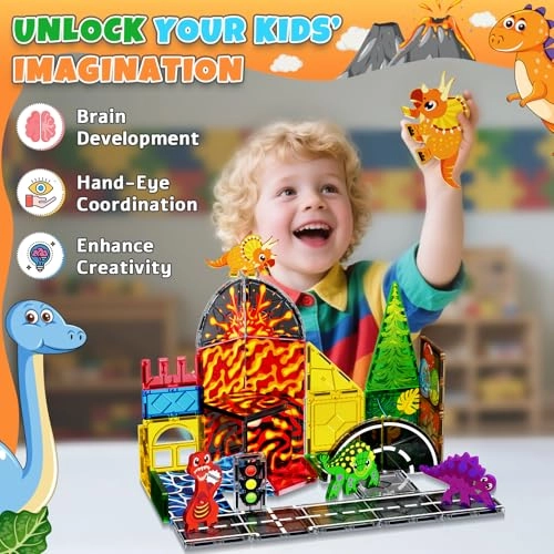 Dinosaur Magnetic Tiles - 44 pcs