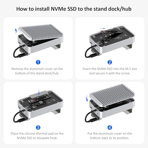 UH60 Pro - Aluminum Stand Hub Docking Station for Mac mini M4/M4 Pro