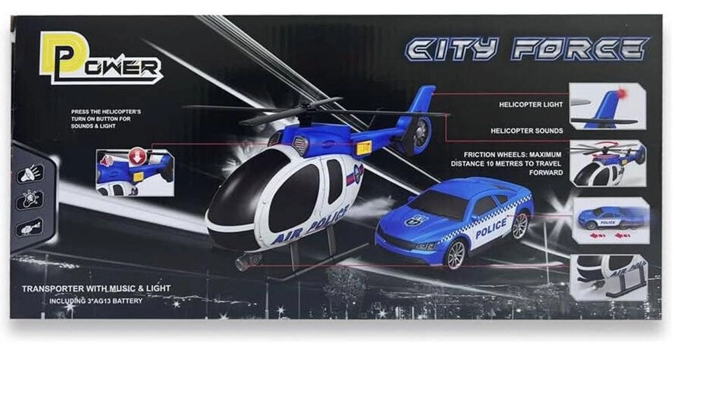 Helicopter & Sports Car Firemen Playset - 1:14