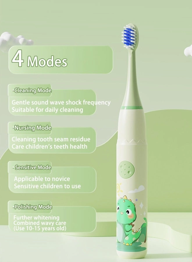 Kids Rechargeable Electric Toothbrush - 6 Brush Heads Timer USB Rechargeable