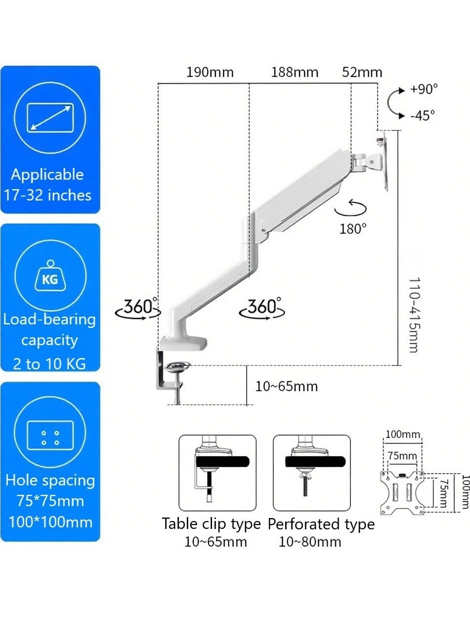 Monitor Desk Mount Single Arm Stand - 13 to 32 Inch 75x75mm or 100x100mm