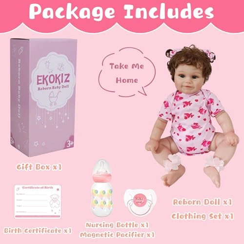Emilia Reborn Baby Doll - 20-Inch Cloth Body Ages 3+ Bundle