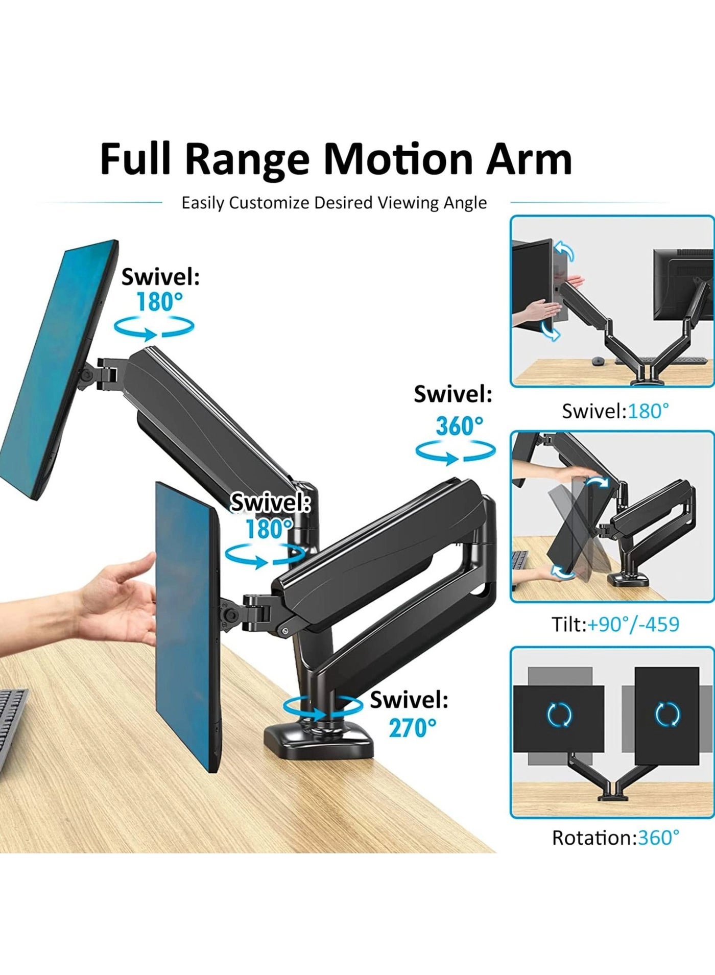 Dual Monitor Mount - 2 Monitors 32 inches 75mm or 100mm