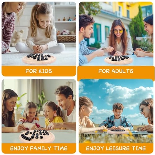 Solitaire Board Game - 33 Black Glass Marbles