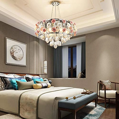 Romantic Rose Crystal Chandelier - Silver 62*38cm