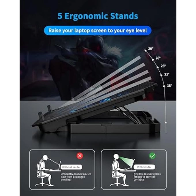 LAPTOP COOLING PAD - 12-17 INCH 6 QUIET FANS