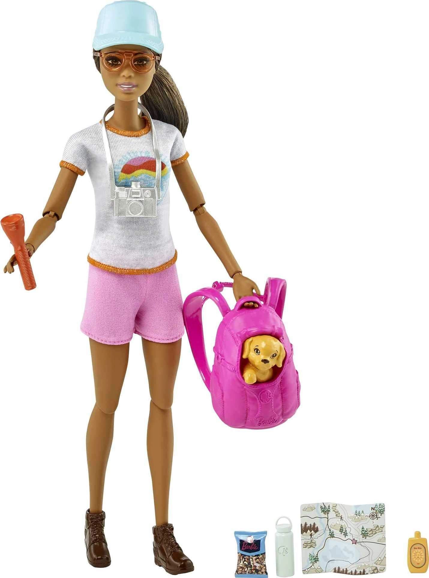Barbie Hiking Doll - Brunette with Puppy Ages 36+