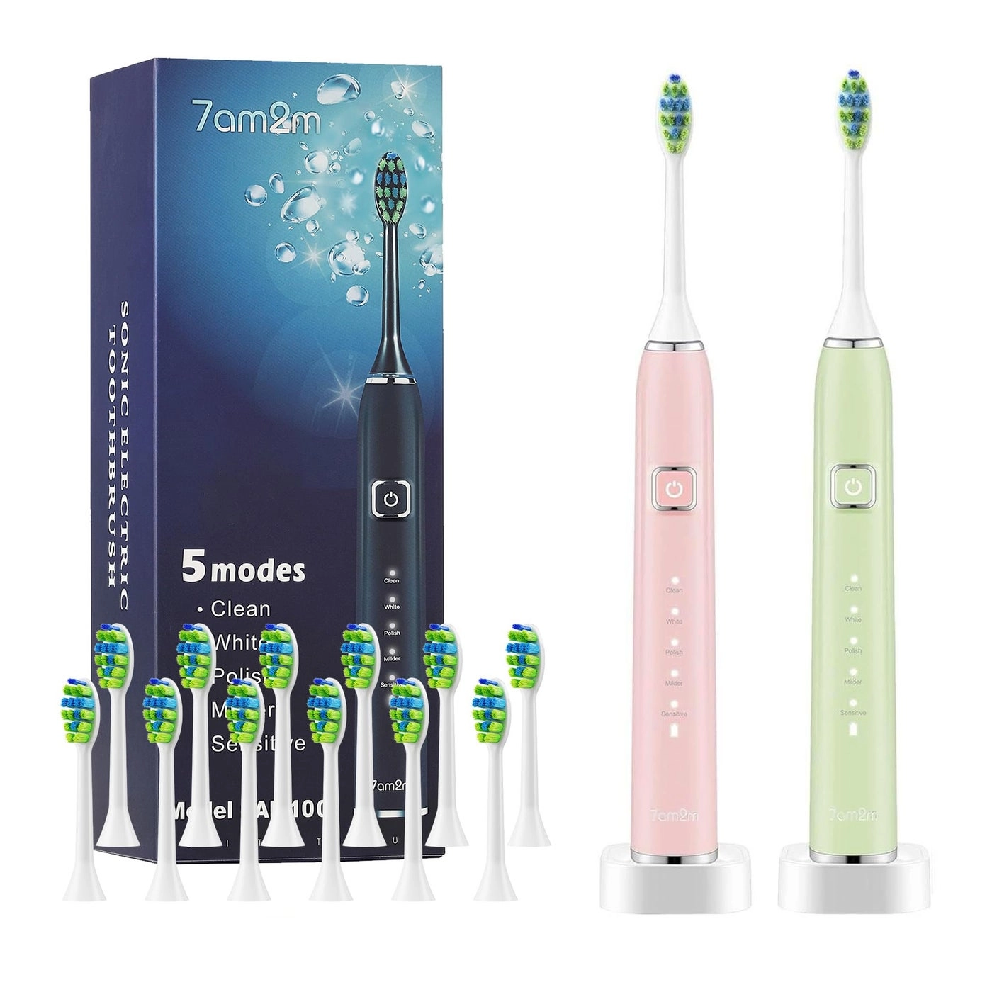 us-101D - 2 Count 12 Brush Heads 5 Modes