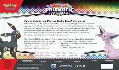 Scarlet & Violet—Prismatic Evolutions Premium Figure Collection - 11 booster packs 65 card sleeves