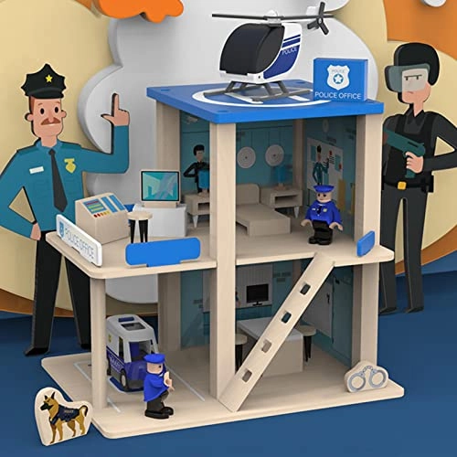 Pink Princess Wooden Dollhouse + Miniature Fire Station Wooden Dollhouse + Station Wooden Dollhouse