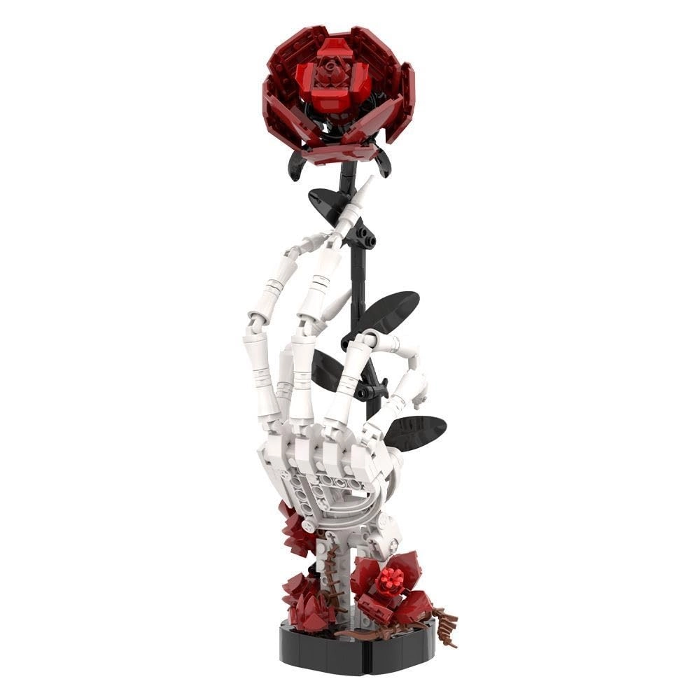 Lummitwit Skull Hand Red Rose - 12IN H ABS