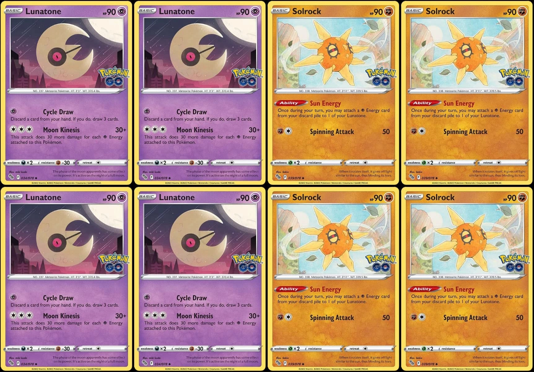 Lunatone 034/078 + Solrock 039/078 - 8 pcs