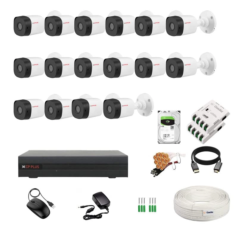 CP Plus illumax 5MP 16CH DVR + 5MP Bullet Camera + 4TB HDD + 8CH SMPS + CCTV Cable + BNC/DC