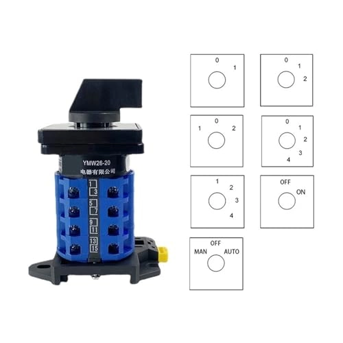 Rail Mounted Cam Switch - 2/3/4/6/7 Position 20A 660V 3 Pole Rotary Changeover