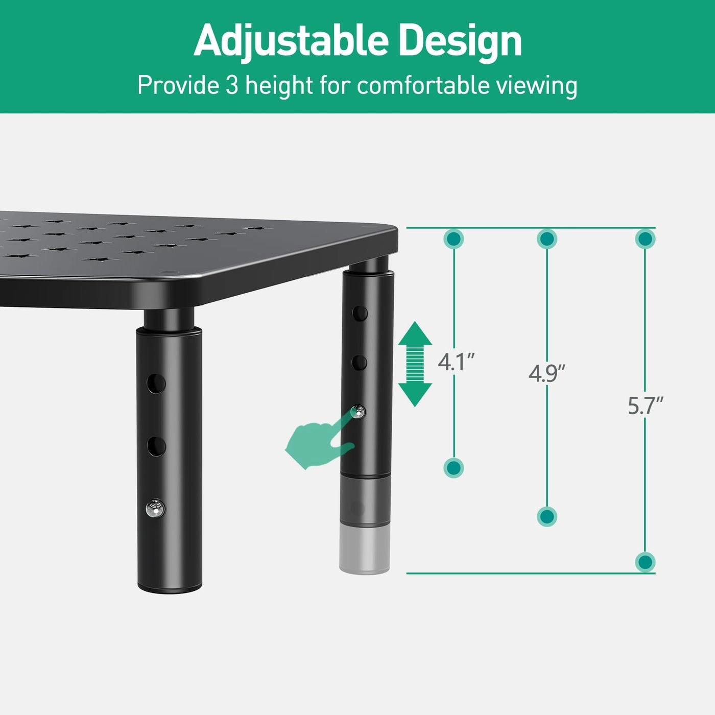 Monitor Stand Riser - Metal Drawer 3 Height Adjustable Phone Holder Pack