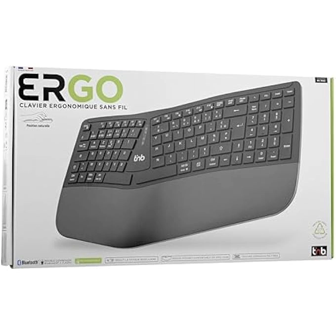 Ergonomic Wireless Rechargeable Bluetooth Keyboard - Wired/Wireless