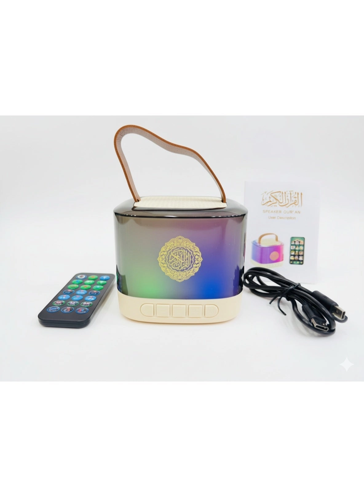 MAKS & CO. 3-in-1 Portable Touch Lamp Quran Speaker - Bluetooth 7-Color LED Remote/App Control
