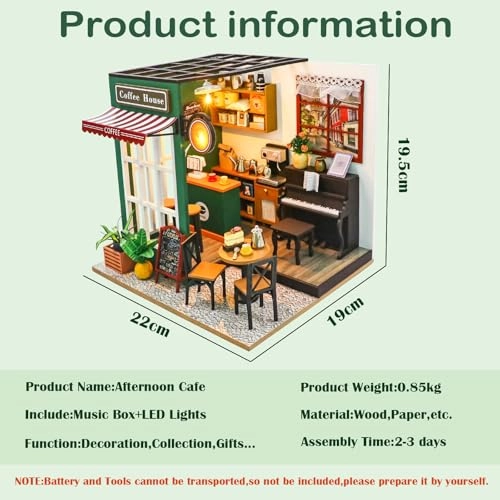 Miniature Wooden Dollhouse Building Kit - 3D Mini Coffee House