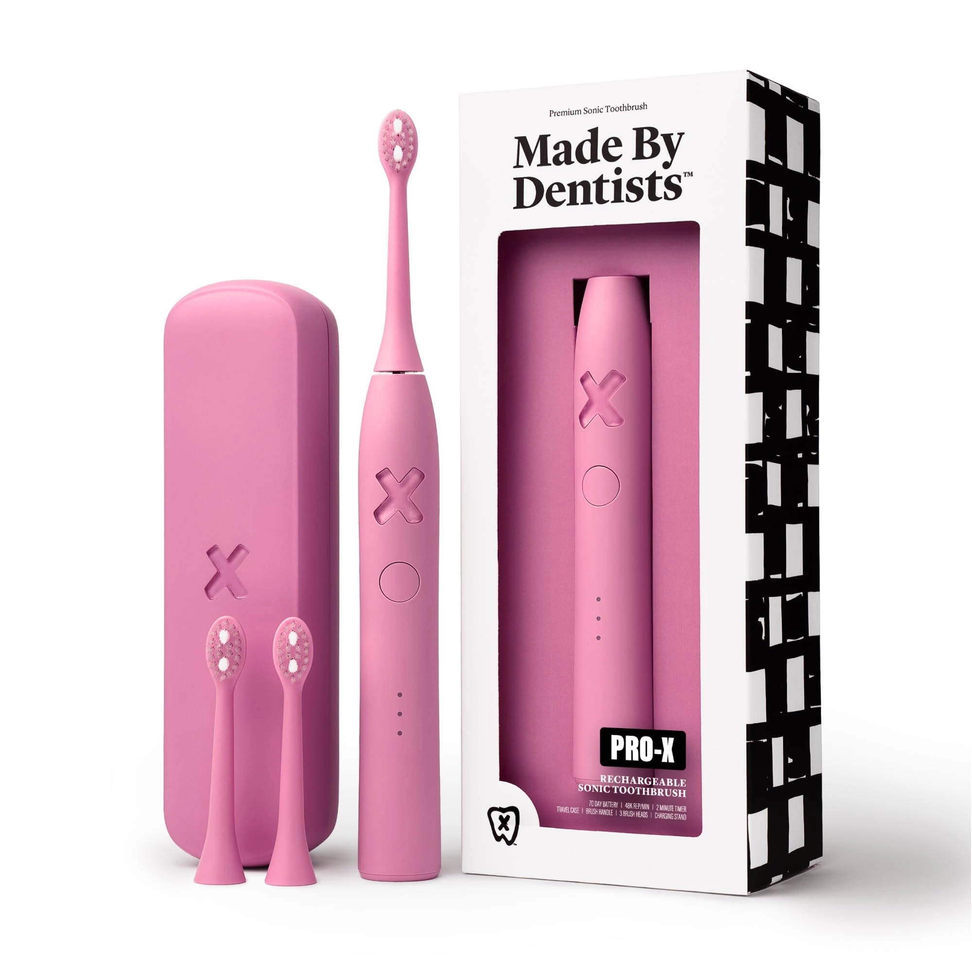 Made by Dentists PRO-X - Rechargeable 70-Day Battery Life 3 Replacement Heads